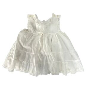 Vintage Cottagecore Tiered Lace Trim Baby Dress 18M White Coquette Angelcore